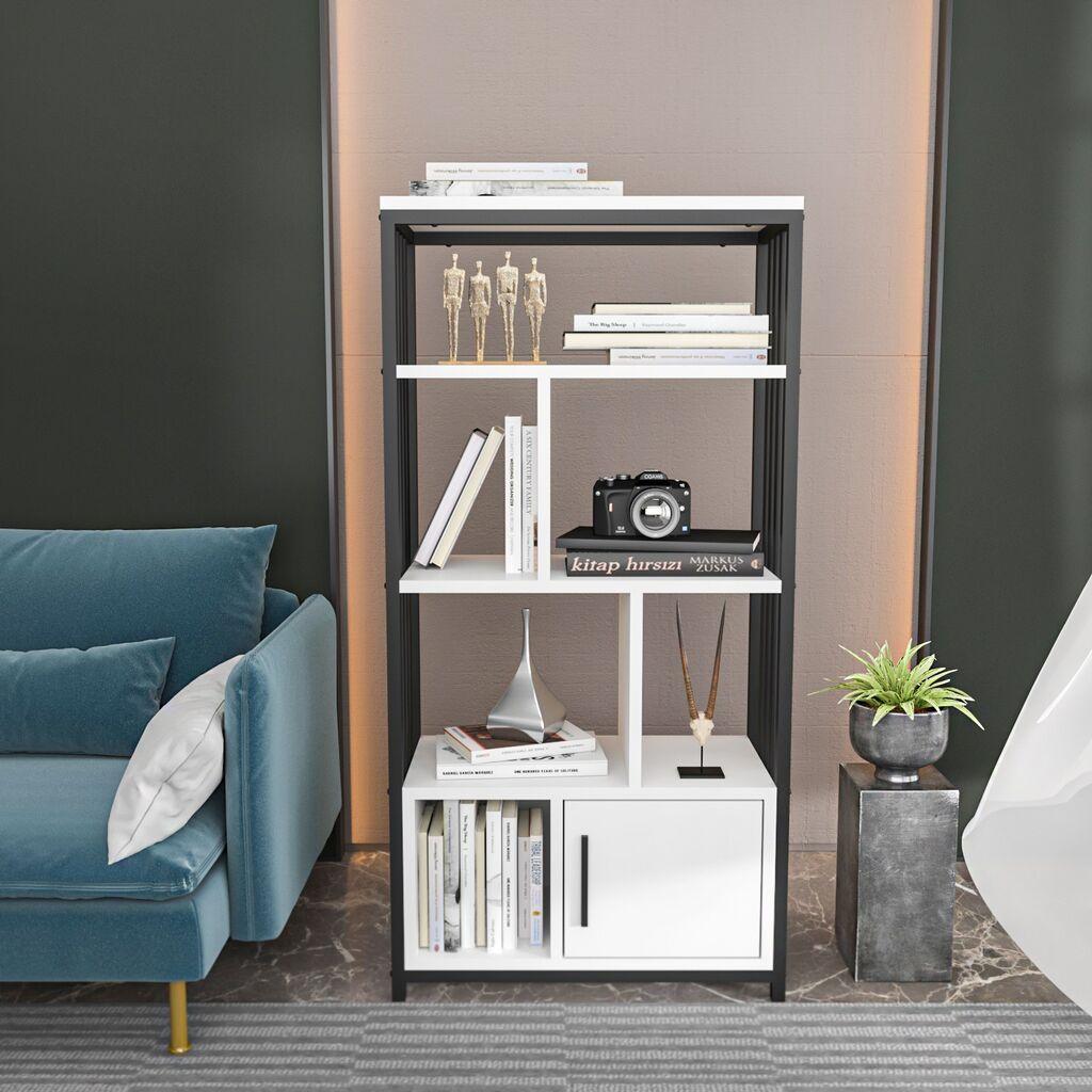 Hanah Home Polica za kuću Valero, 60x120x29,6 cm, Belo-crna