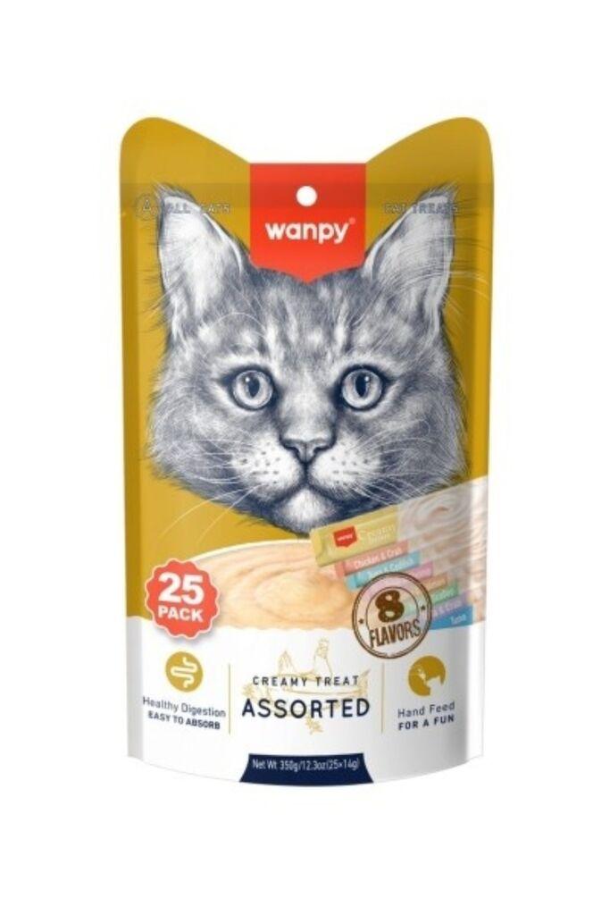 Wanpy Kremasta poslastica za mačke Mix, 25x14 g