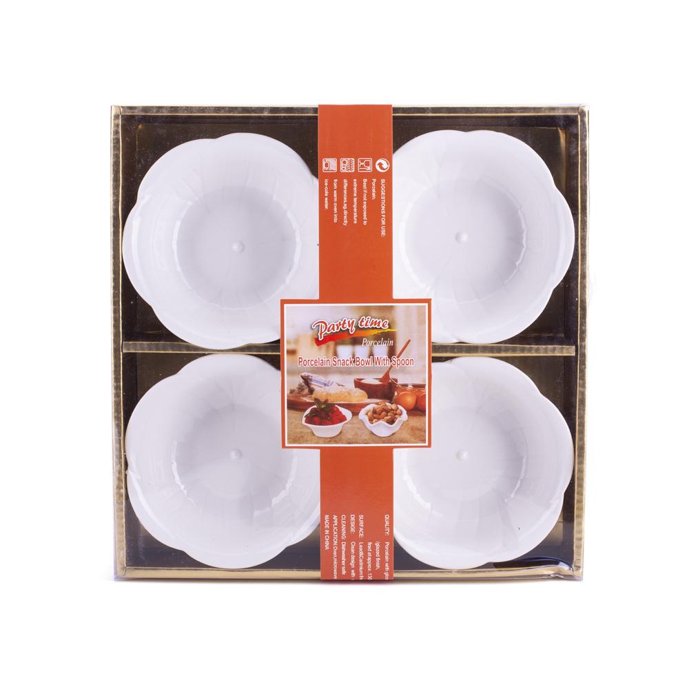 DIKER HOME Set porcelanskih činija, 11x11cm, 4 komada, Beli