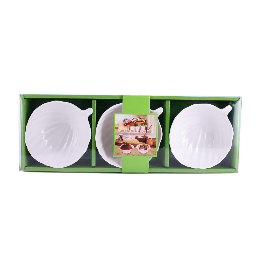 DIKER HOME Set porcelanskih činija, 9x9cm, 3 komada, Beli