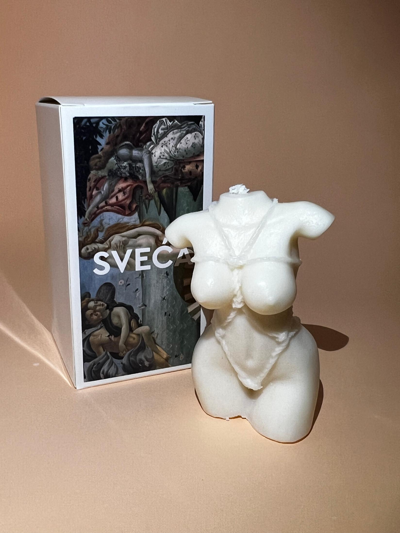 Sveća Female Body with Ropes, Bela