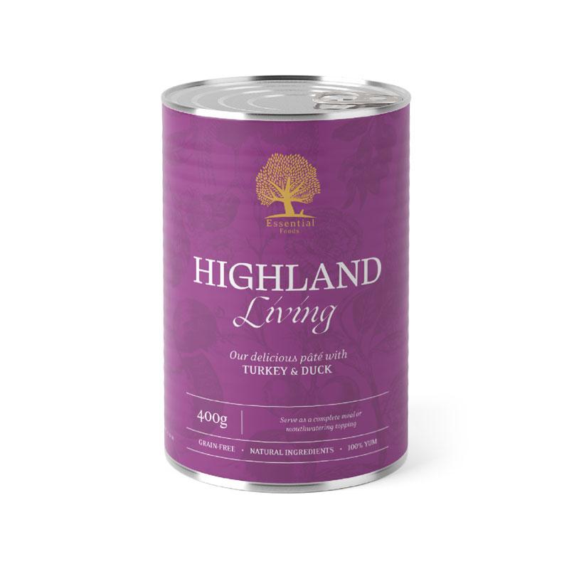 ESSENTIAL Pašteta za pse Highland living, Ćuretina, 400g