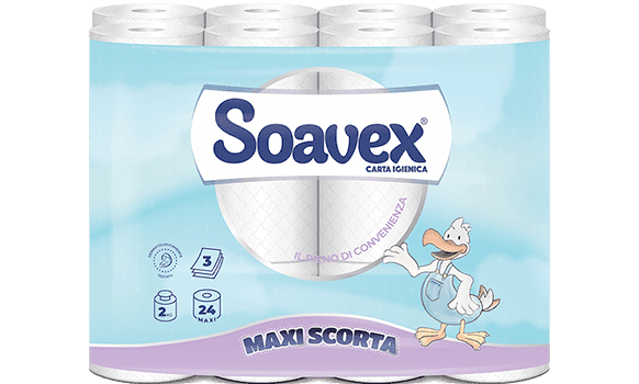 SOAVEX Toalet papir Maxiscorta, Troslojni, 24 rolne