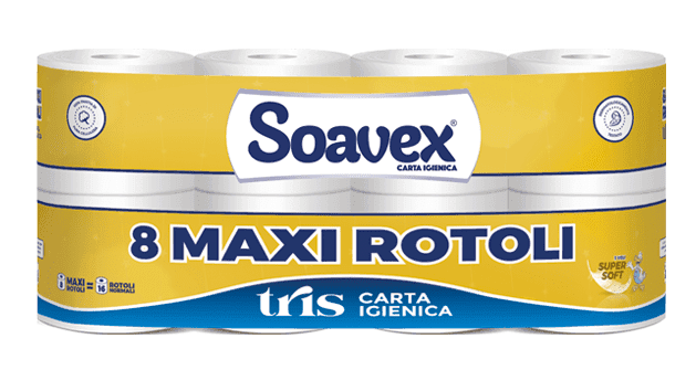 SOAVEX Toalet papir Tris Maxi, Troslojni, 8 rolni