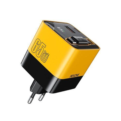 Wekome Brzi punjač WP-U39, Sa displlejom, 2 porta USB 3.0 i 3.1 Tip C, 65W, Žuti