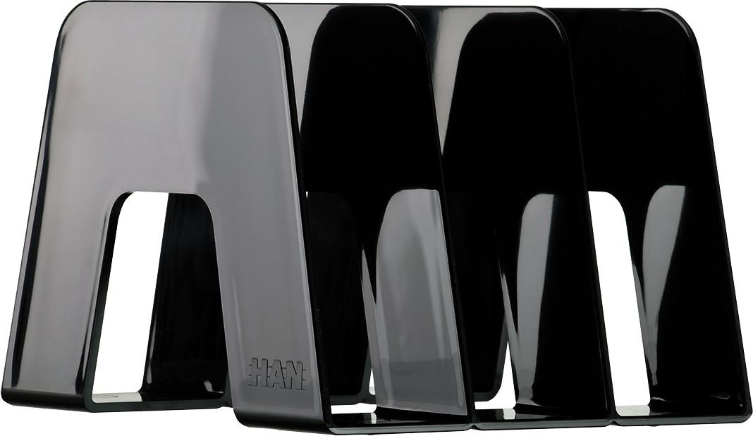 Han Uspravni sorter za kataloge i časopise, 3 pregrade, Crni