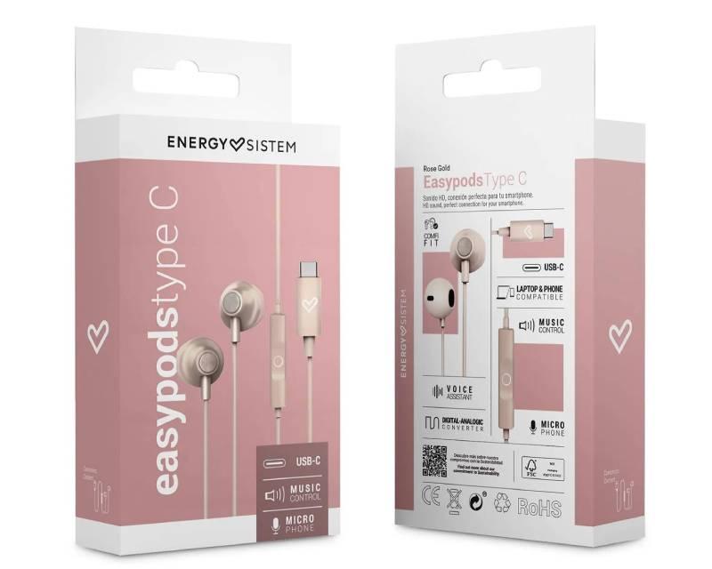 Energy Sistem Slušalice EasyPods M45928, Type C, Rose gold
