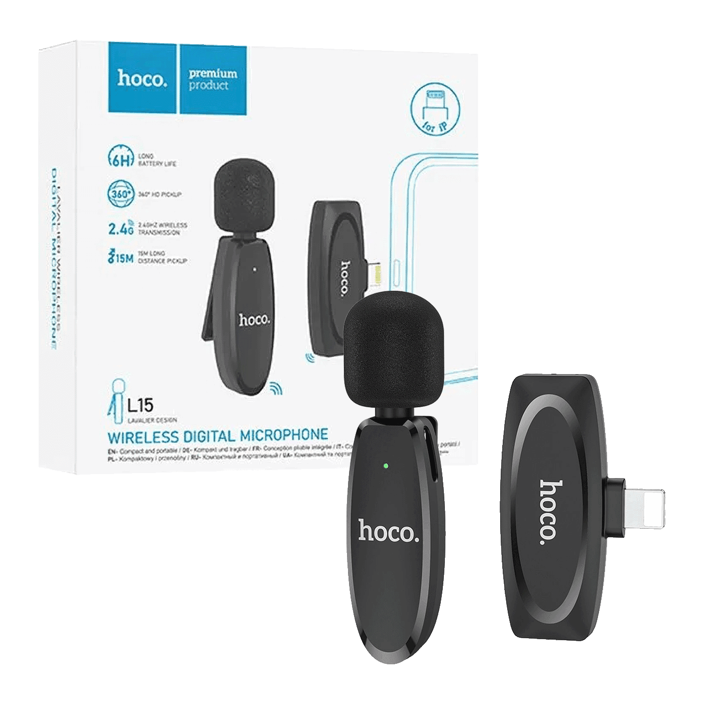 Hoco Bežični mikrofon L15 Crystal Lavalier iPhone sa Lightning konektorom