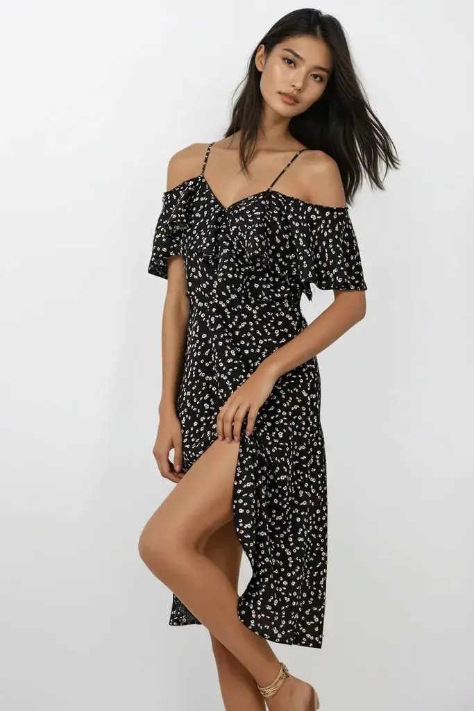 Trend Alacati Stili Ženska haljina ALC-X11743, Midi, Crna