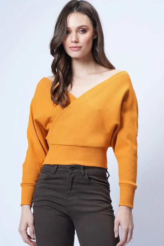 Trend Alacati Stili Ženska bluza dugih rukava ALC-019-053-BLZ, V-izrez, Narandžasta