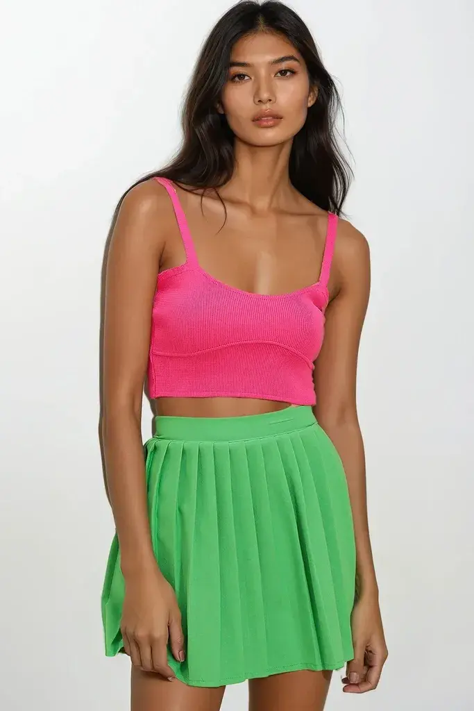 Trend Alacati Stili Ženska bluza bez rukava ALC-D202407, Okrugli izrez, Roze