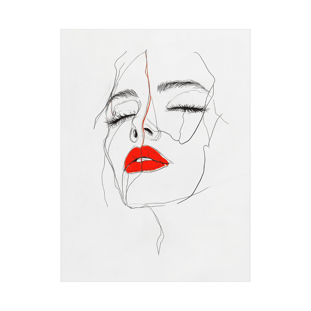 Canvas Slika na platnu Devojka sa crvenim karminom, 90x120cm