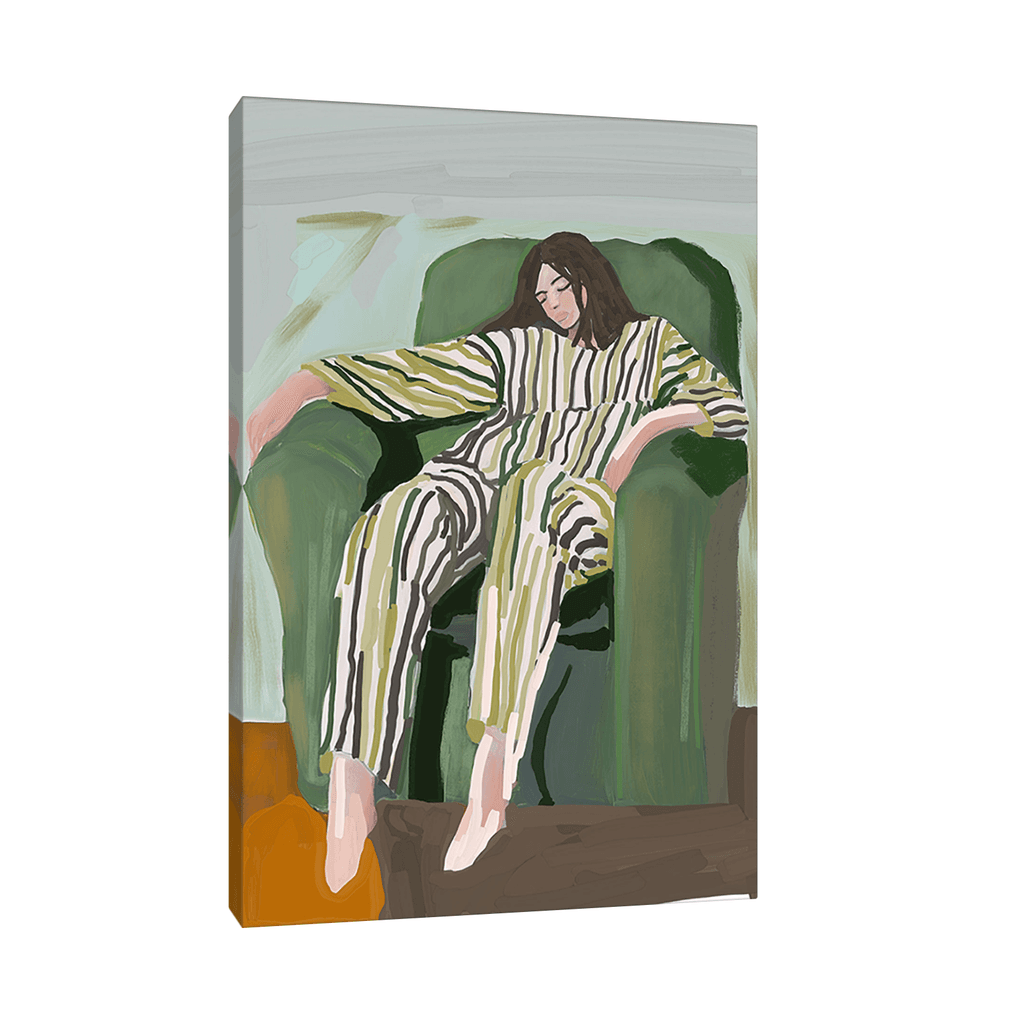 Canvas Slika na platnu Devojka u zelenoj fotelji, Bez rama, 30x45cm