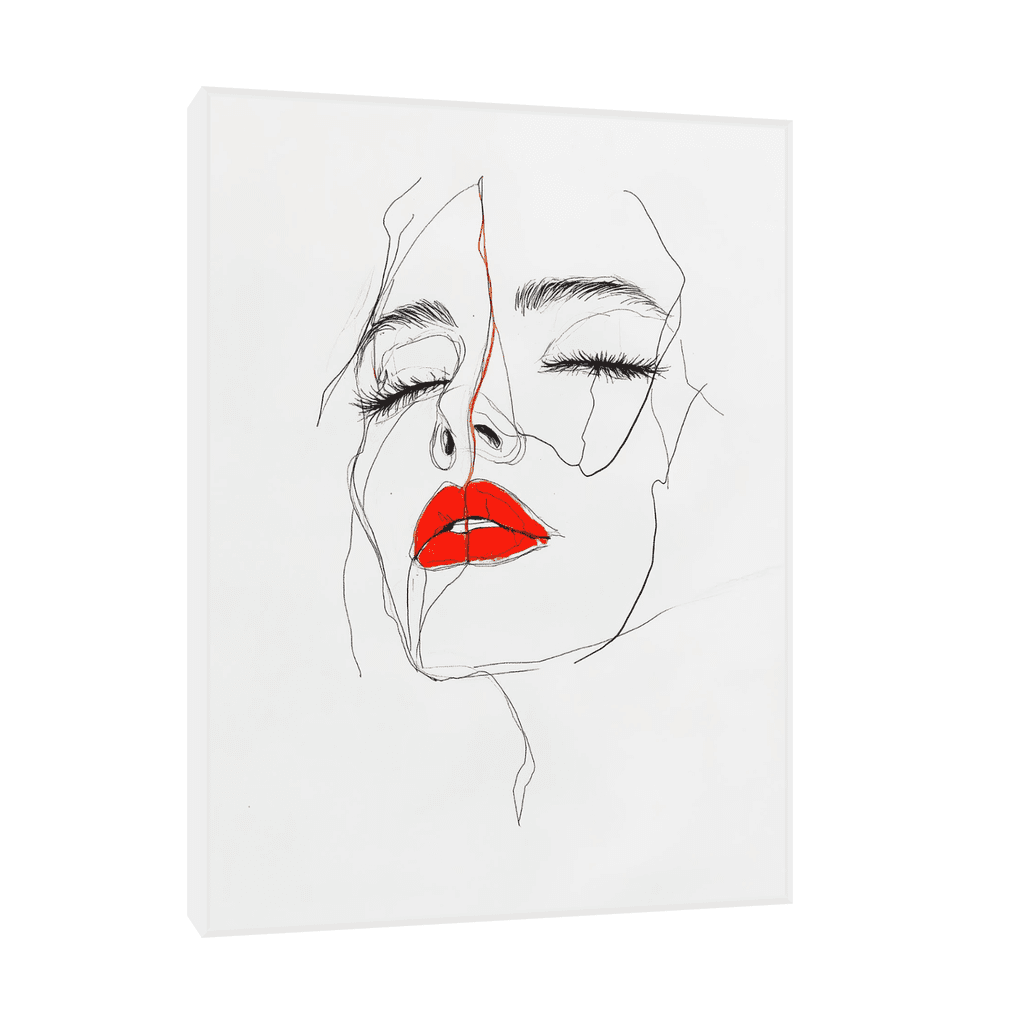 Canvas Slika na platnu Devojka sa crvenim karminom, 75x100cm, Sa ramom, Beli