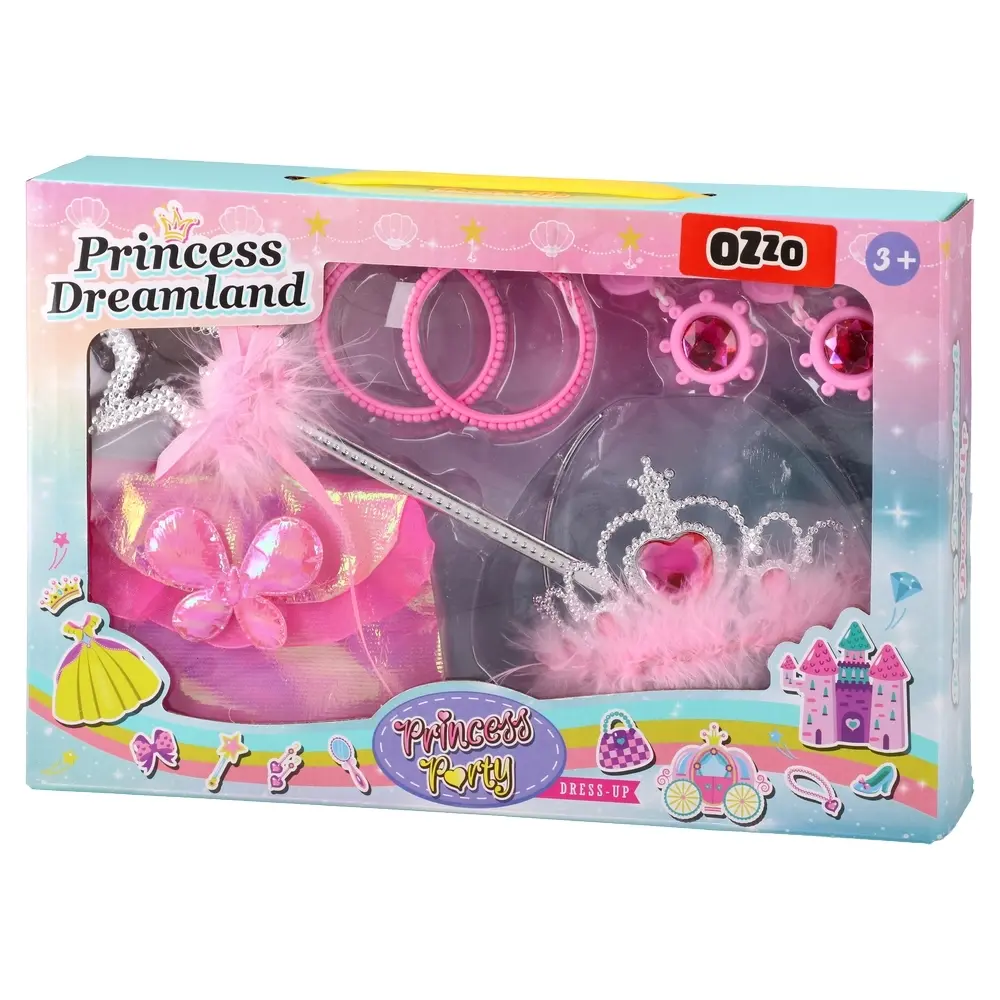 Ozzo Set za ulepšavanje Princess Dreamland, Torba kruna i štapić, Roze