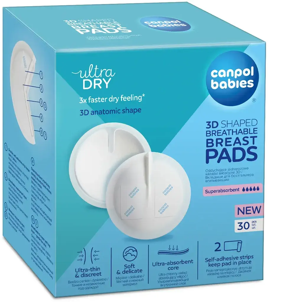 Canpol Babies Tupferi za grudi 3D Ultra upijajući, 30 komada, Beli