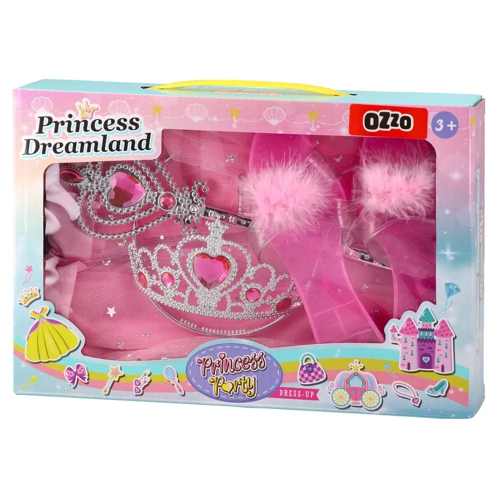 Ozzo Set za ulepšavanje Princess Dreamland, Suknja papuče kruna i štapić, Roze