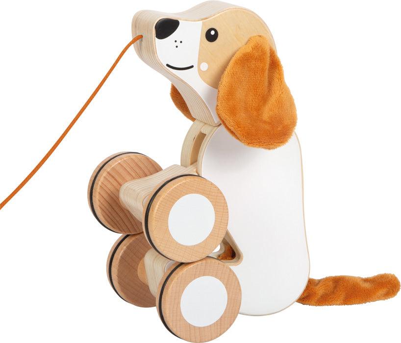 Legler Dečija igračka Kuca na povlačenje sa šuškavim ušima, Drvena, Bela