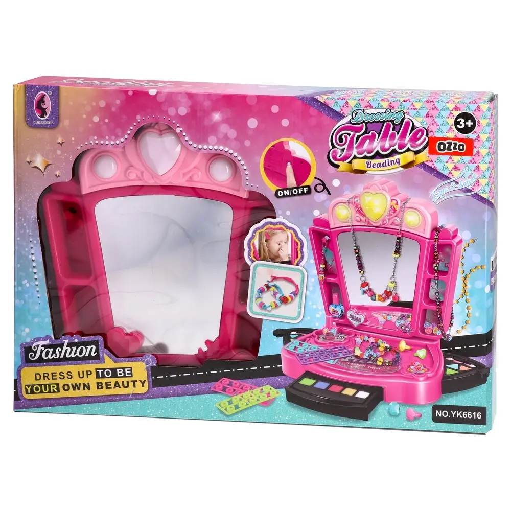 Ozzo Svetleći stočić za nakit i šminku Fashion, Roze