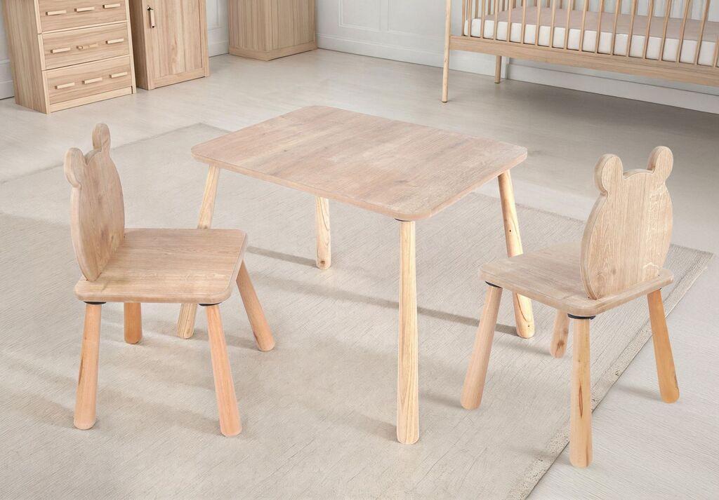 Hanah Home Dečiji sto i 2 stolice BLTYZ-AKTV063-1, Boje hrasta