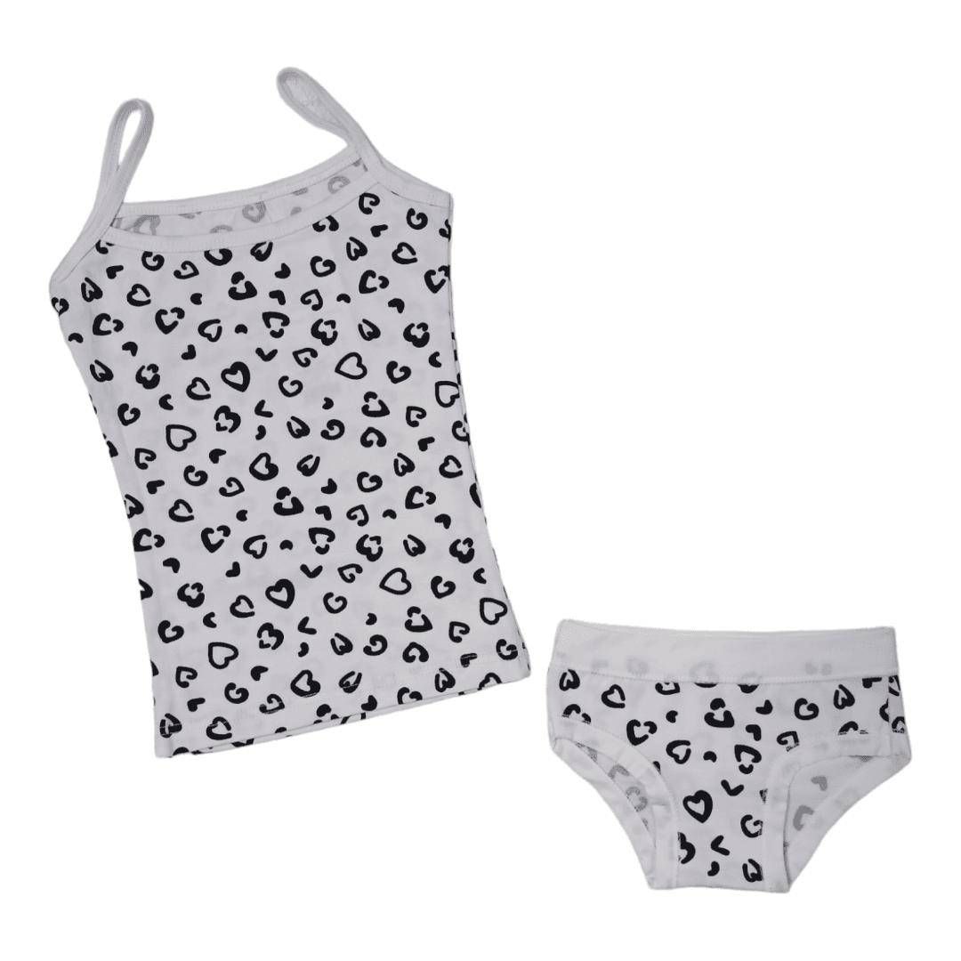 SAN-TEX Pamučni set za devojčice, Majica i veš, Crno-beli