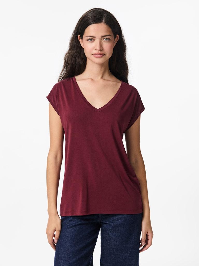 Pieces Ženska majica Kamala, Kratki rukav, Bordo