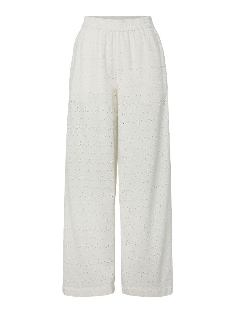 Pieces Ženske pantalone Tyla, Široke nogavice, Bele