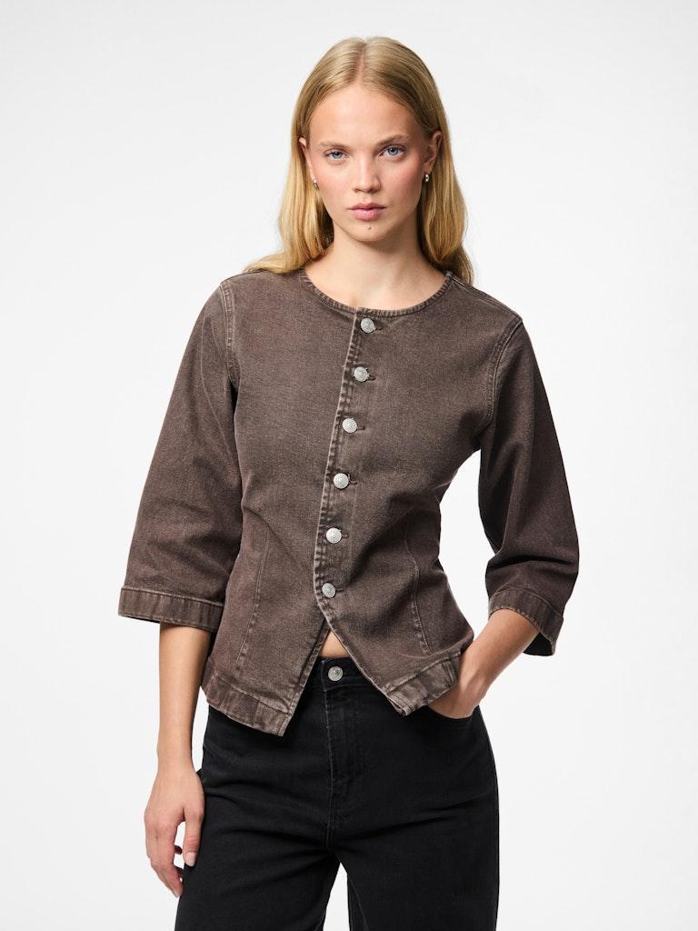 Pieces Ženska košulja Selma, Okrugli izrez,  Braon