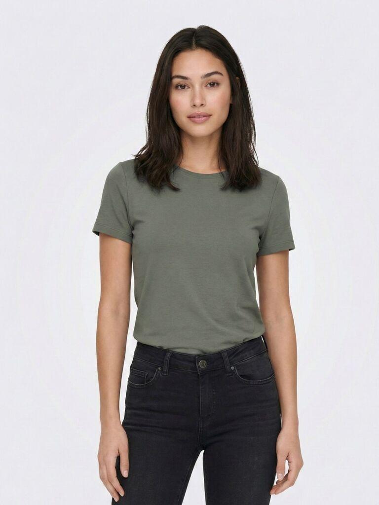 Pieces Ženska majica Sirene, Kratki rukav, Maslinasta