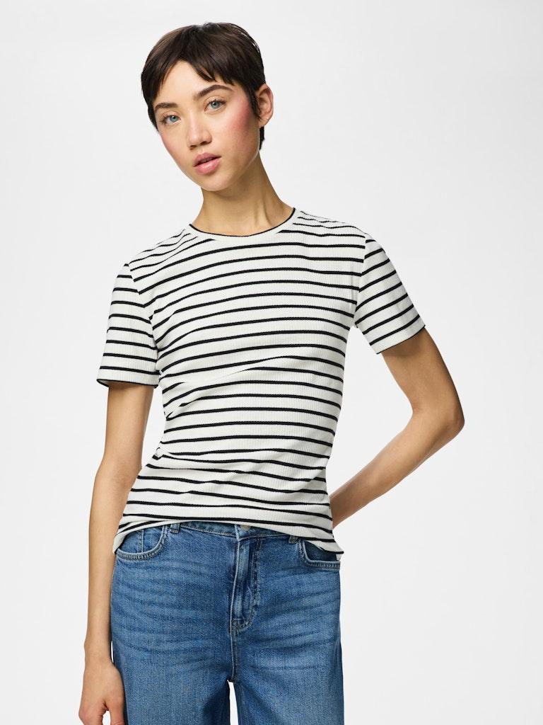 Pieces Ženska majica Ruka, Kratki rukav, Crno-bela