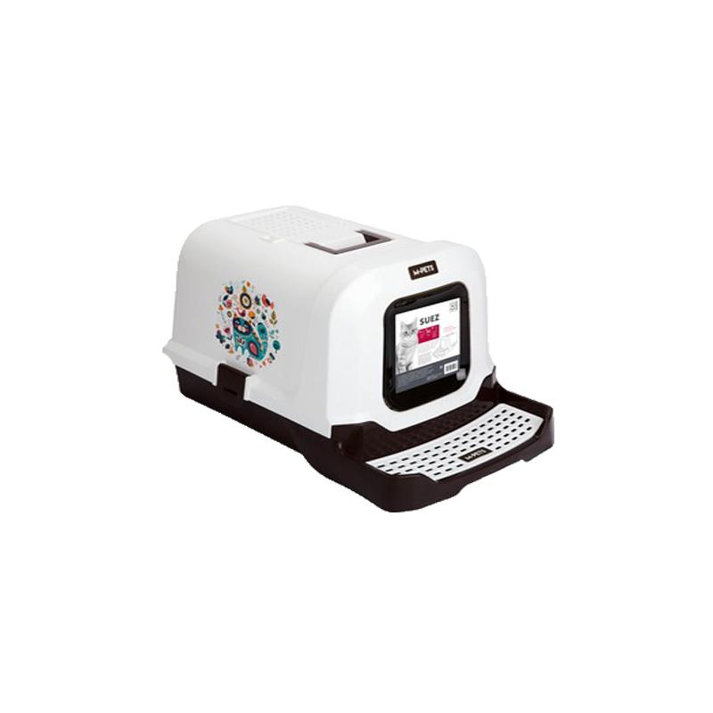 M PETS Toalet za mačke Suez, Belo- crni