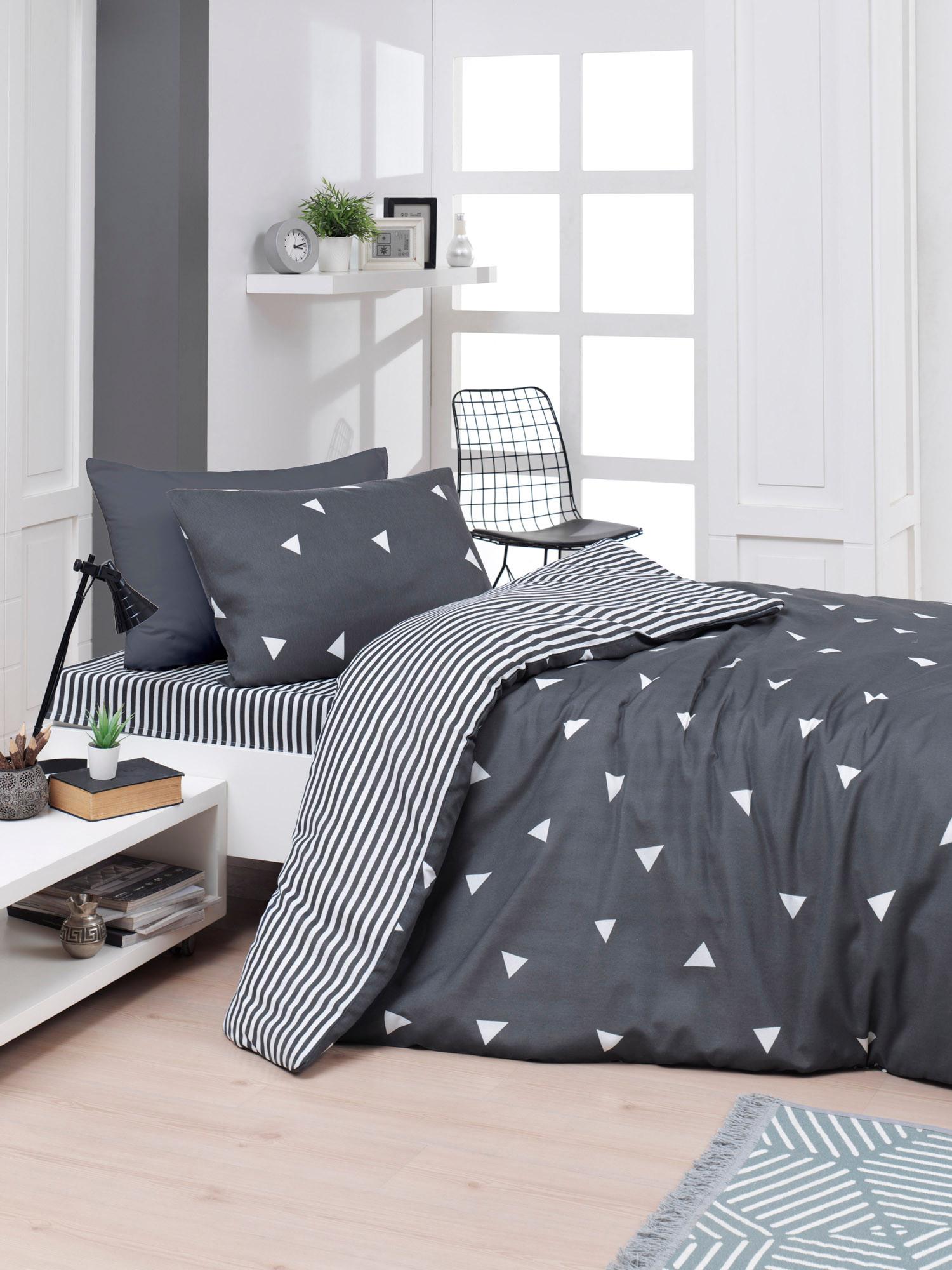 L'essentiel Maison Komplet posteljine Ucgen, 160x220cm, Tamnosiva