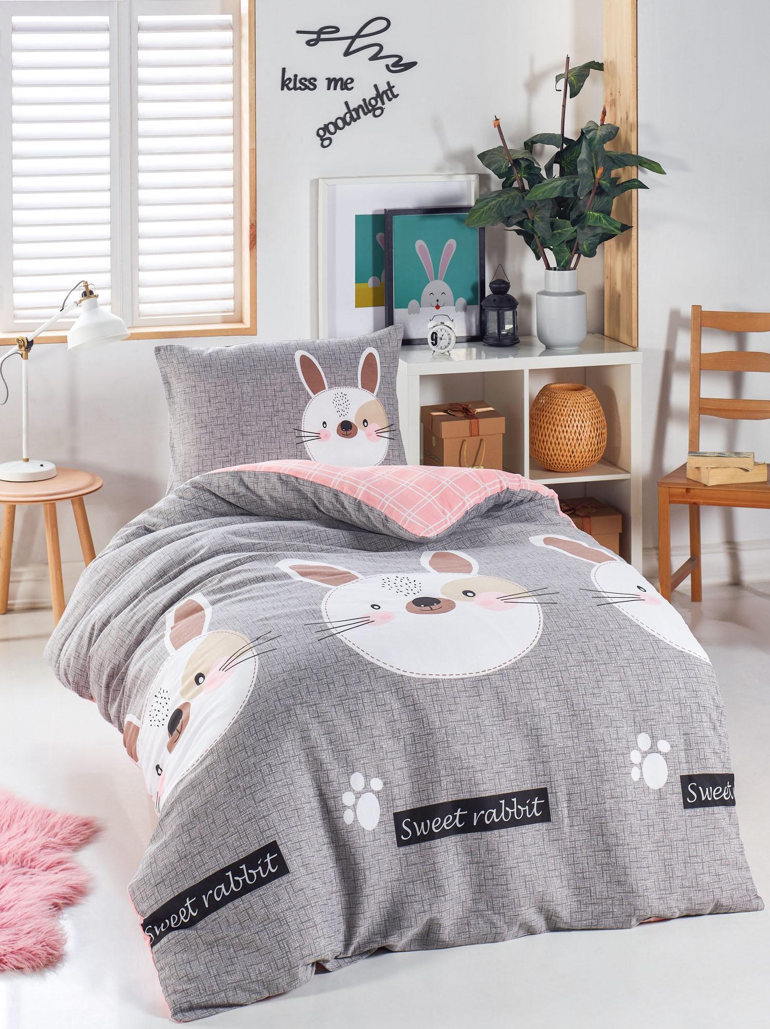 L'essentiel Maison Set Single posteljine Tavsancik, 140x200cm, Sivi