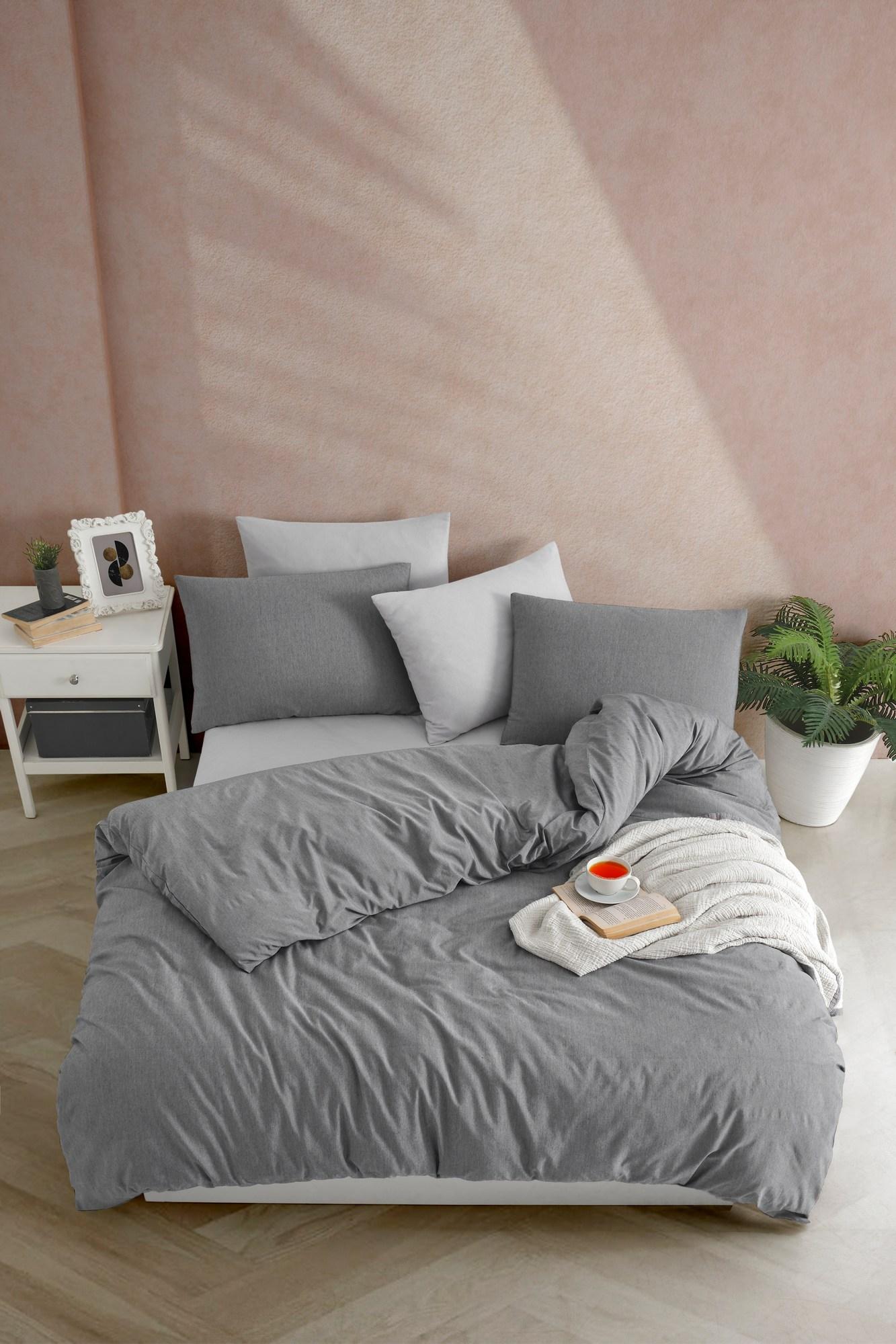 L'essentiel Maison Komplet posteljine Yarn Dyed, 160x220cm,100x200cm, Siva