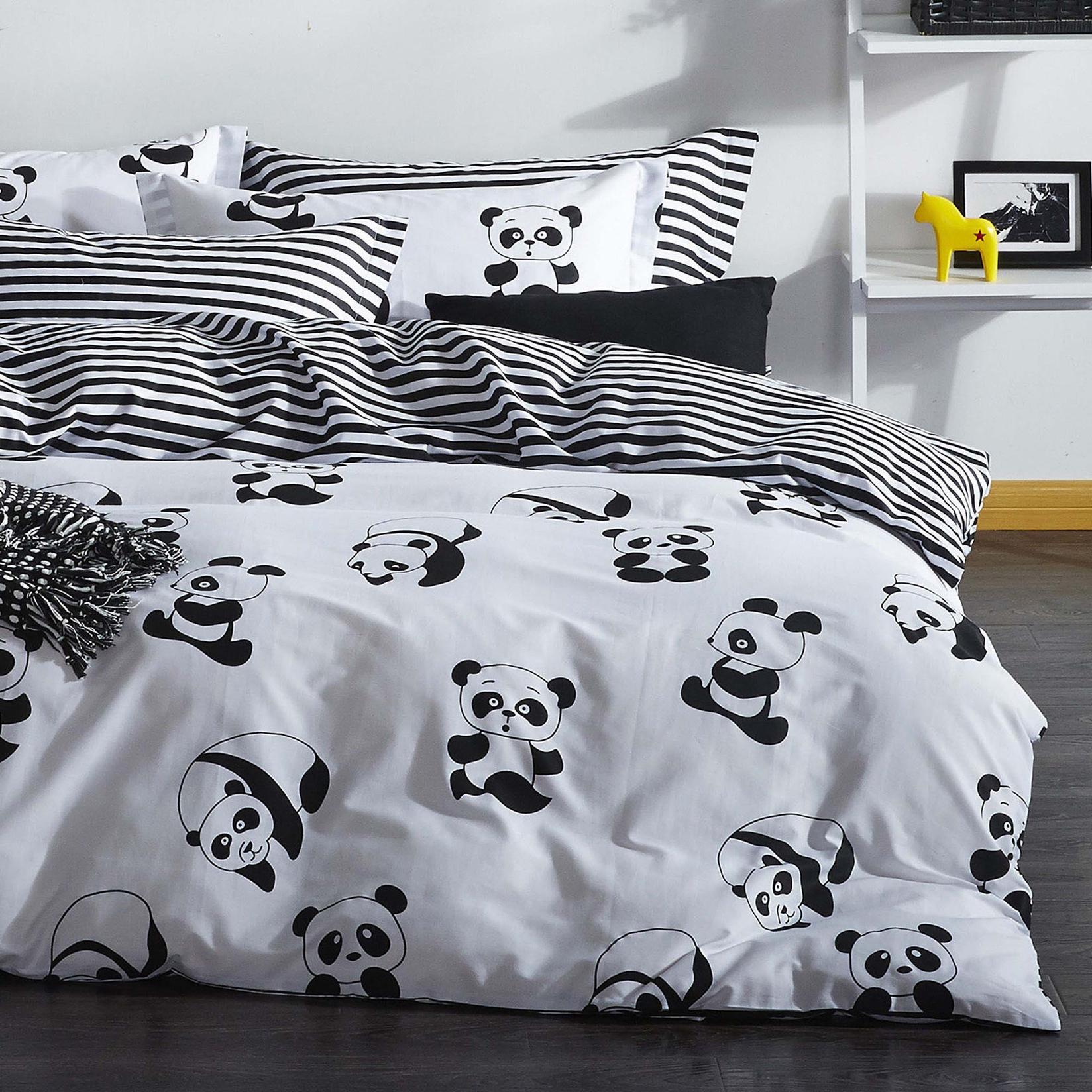 L'essentiel Maison Set Double posteljine Panda, 200x220cm, Beli
