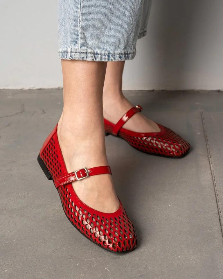 Invento Ženske kožne baletanke 0436-24.02855, Crvene