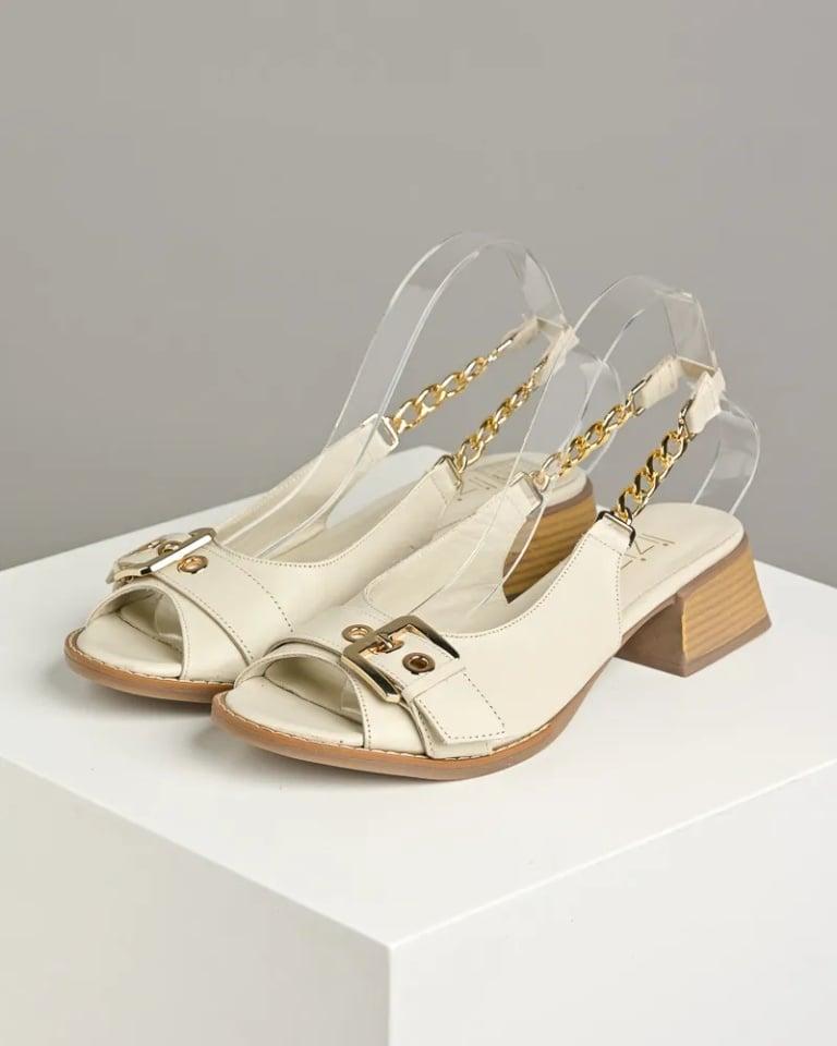 Lizizu Ženske kožne sandale 0073, Bež