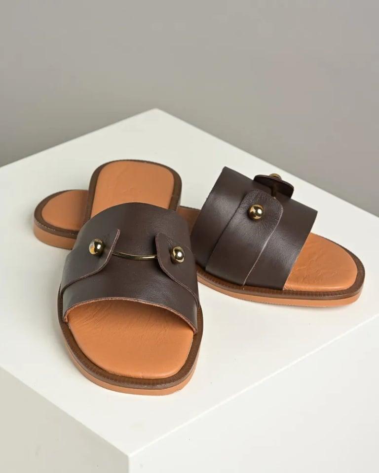 Invento Ženske kožne papuče TML72, Braon