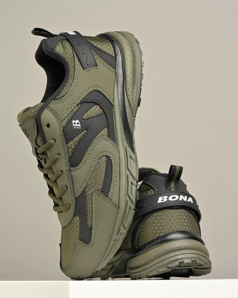 Bona Muške kožne patike 36567B, Maslinaste