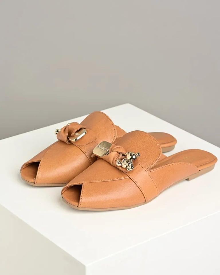 Lizizu Ženske kožne papuče 19207, Smeđe