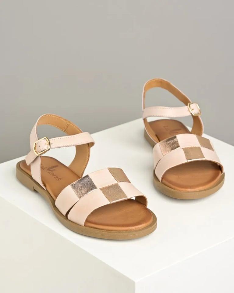 Lak Korak Ženske ravne sandale 2980, Krem