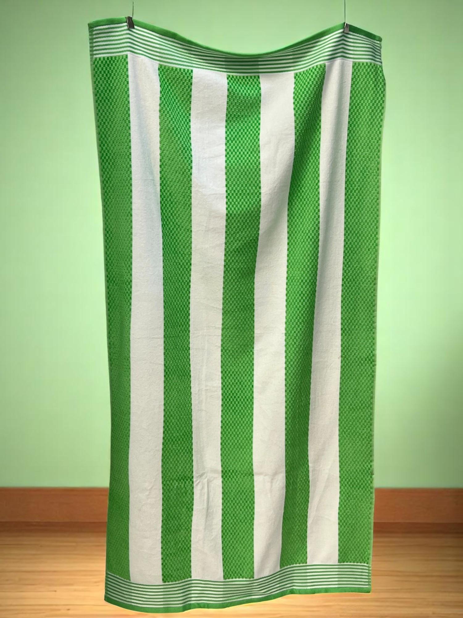 Viktorija Plažni peškir Lime Stripe 160x83cm 100% pamuk A12, Zeleno-beli
