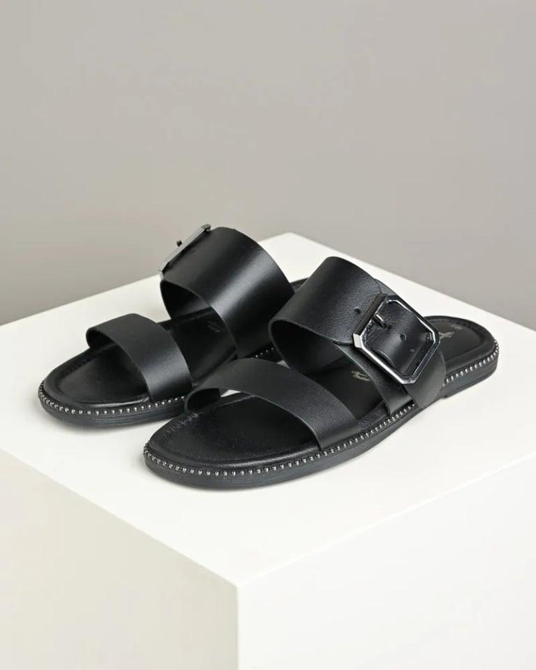 Tamaris Ženske kožne papuče 1-27128-44, Crne