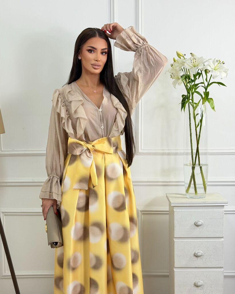 Squareonline Ženska košulja Beige Ruffle Puff, Bež