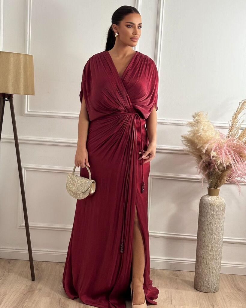 Squareonline Ženska haljina Burgundy Elegance, Bordo