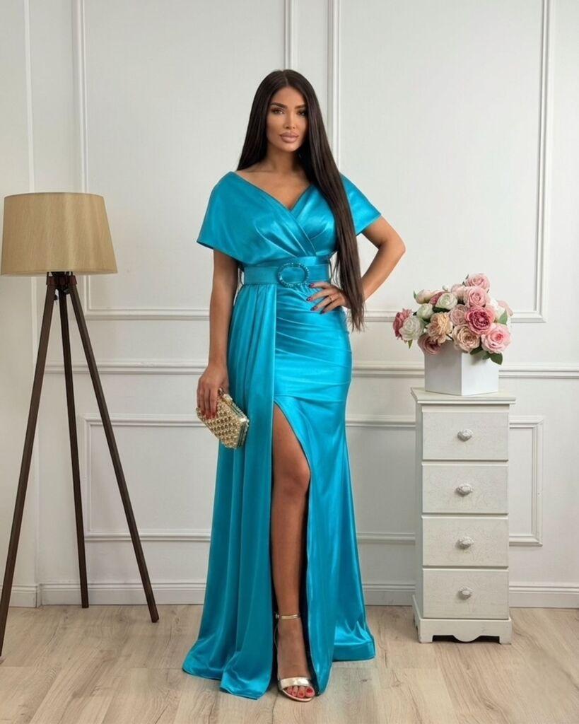 Squareonline Ženska haljina Blue Satin Charm, Svetloplava