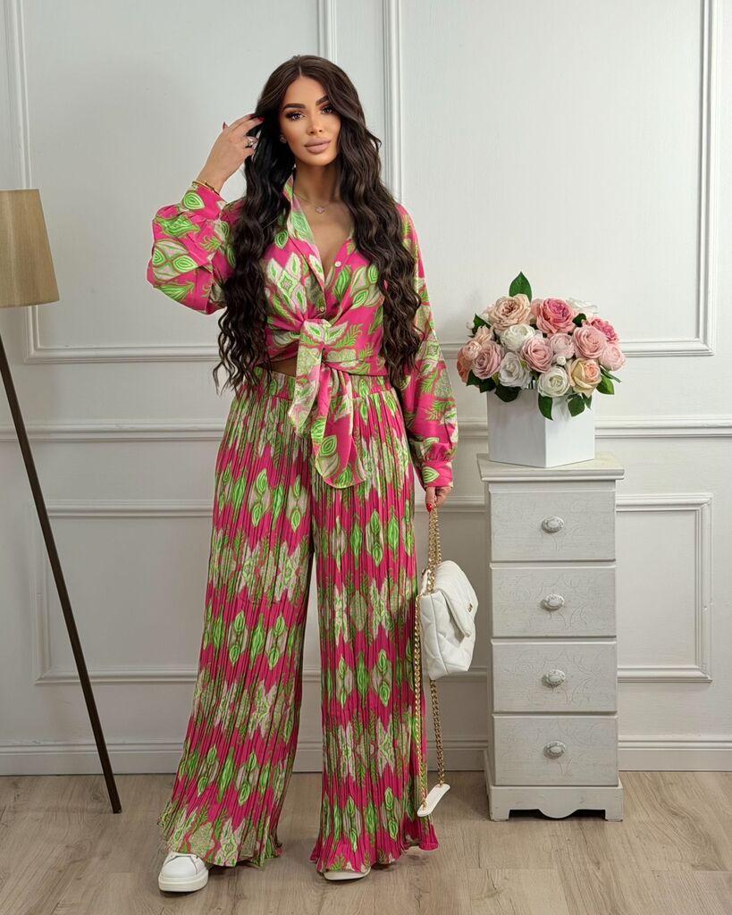 Squareonline Ženski komplet Pink Pleated Flow, Roze