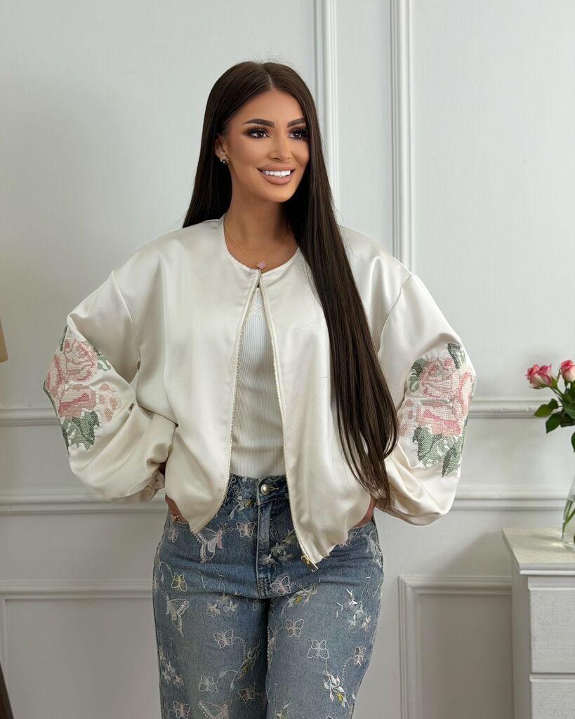 Squareonline Ženska jaknica Beige Blossom, Bela