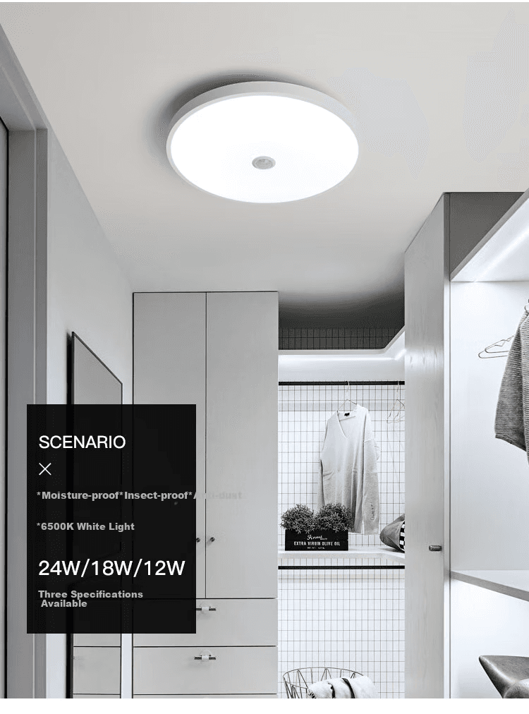 FSL Plafonska lampa LED, Senzor, 12 W, Bela