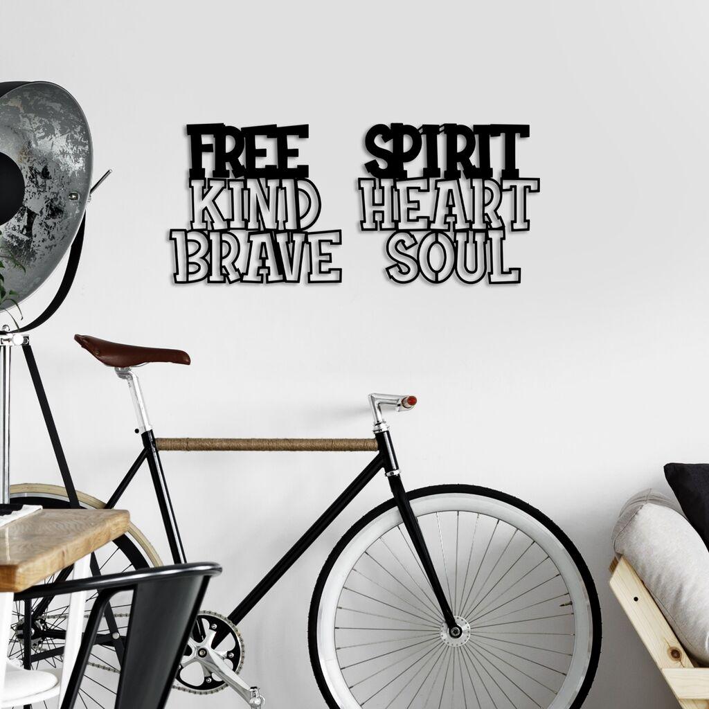 Wallity Zidna dekoracija Heart Brave Soul, 62 x 27 cm,  Crna